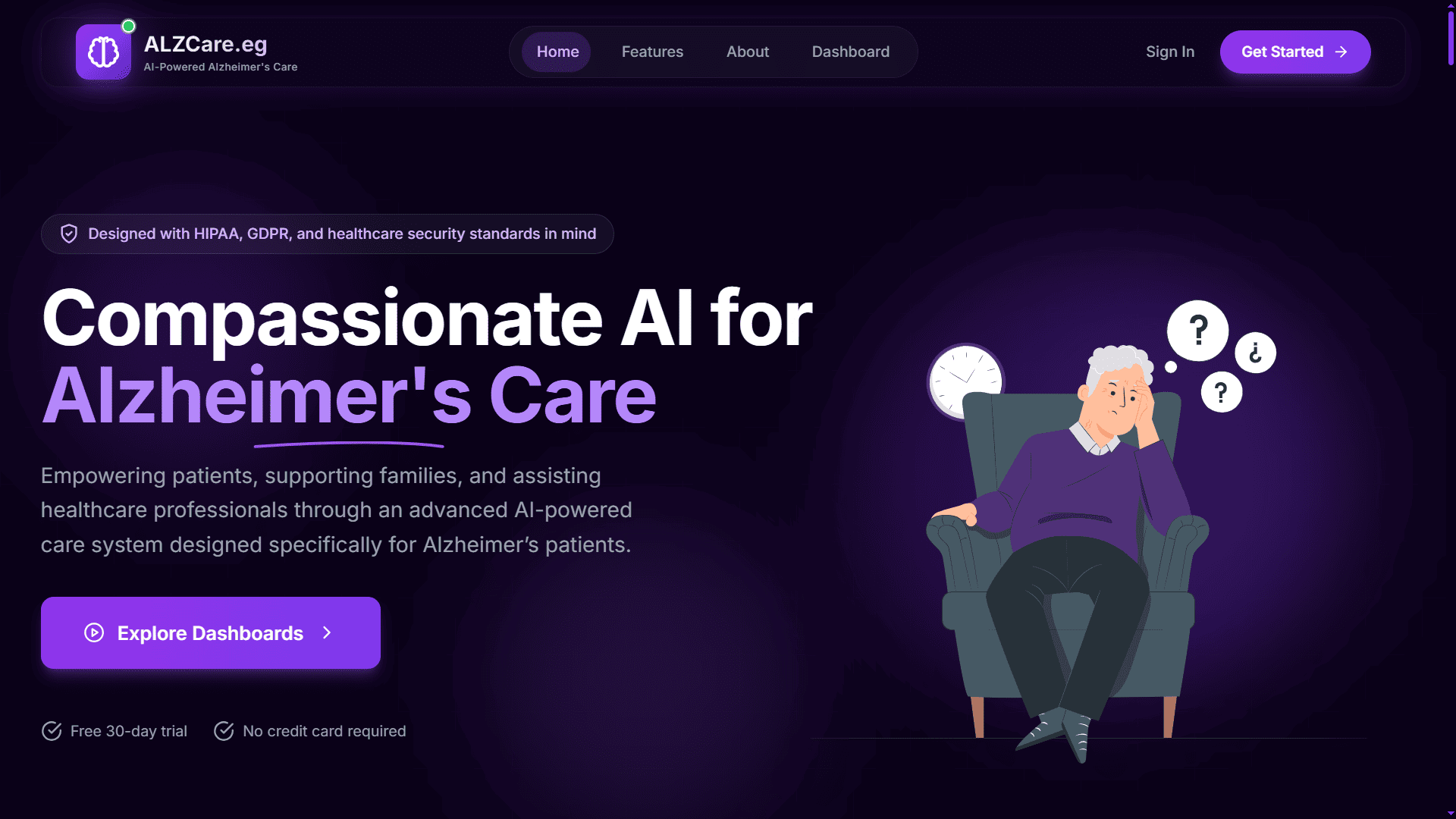 ALZCare — An AI-powered healthcare platform for Alzheimer's care, monitoring, and cognitive therapy.